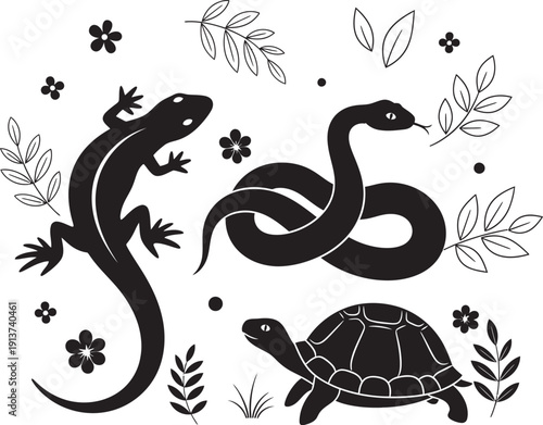 A comprehensive collection of diverse wild and domestic animal illustrations featuring lions, elephants, and pets in a clean professional vector style.