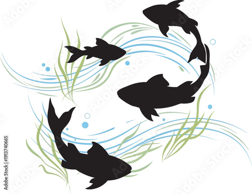 A diverse collection of wild animal silhouettes and detailed illustrations featuring various species in their natural habitats for creative design.