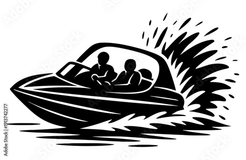 Speed boat silhouette vector illustration for sport design