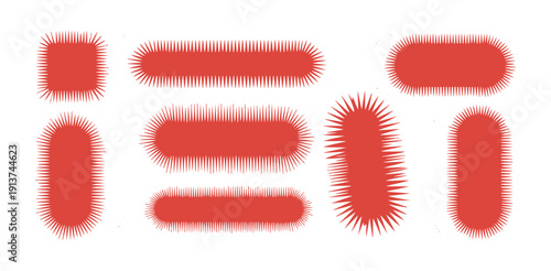 Spiky red geometric shapes abstract design elements isolated on white background