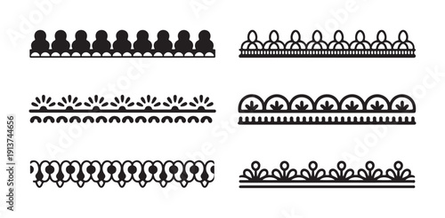 Collection of intricate black decorative borders and frames for graphic design