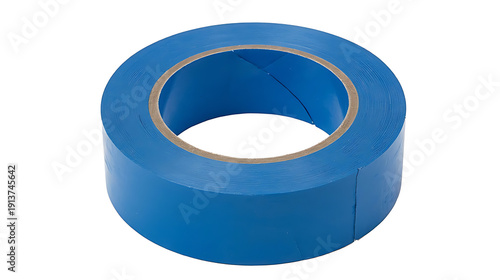 Blue painter s tape roll, adhesive masking tape for home improvement and DIY projects  isolated on white background
