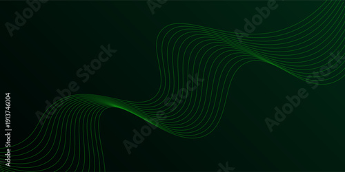 Dark background Green Turquoise wave lines. Flowing waves design Abstract digital equalizer sound wave. Flow. illustration