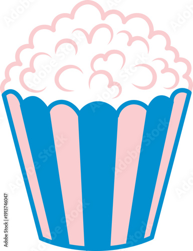 Classic Popcorn Bucket Cartoon Illustration