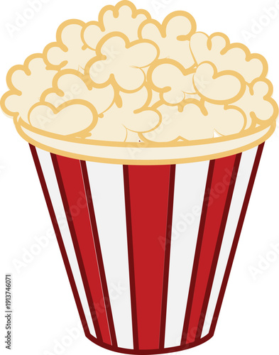 Classic Popcorn Bucket Cartoon Illustration