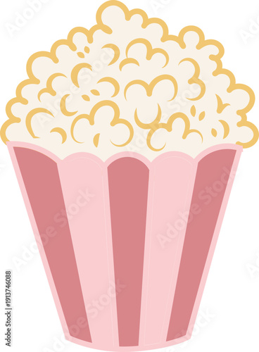 Classic Popcorn Bucket Cartoon Illustration