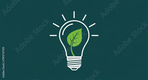 Green energy concept with leaf inside light bulb.