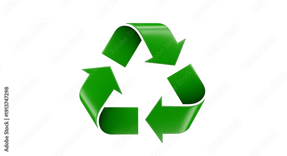 Obraz premium Green Recycling Symbol Illustration on White Background for Environmental Sustainability