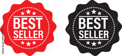 Bestseller (best seller) label or sticker badge flat icon vector template 
