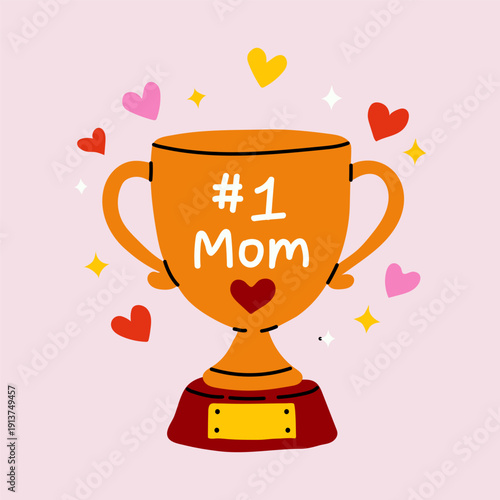 Best Mom Trophy Cartoon for Mother’s Day