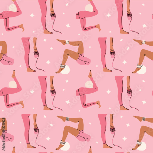 Feminine Fitness Lifestyle Seamless Pattern Design
