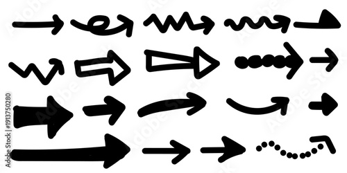 手描き、矢印、アイコン、デザイン