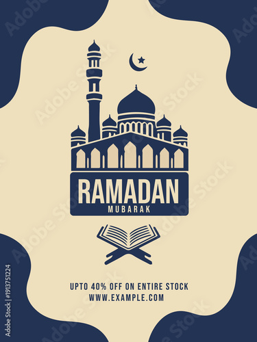 Flat Modern Ramadan Mubarak Discount Poster