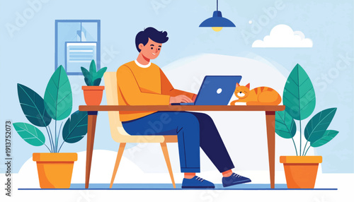 Man Working on Laptop at Desk 2.