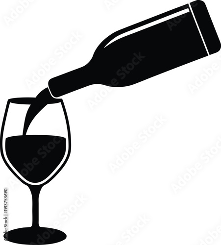 Wine Bottle Pouring into Glass