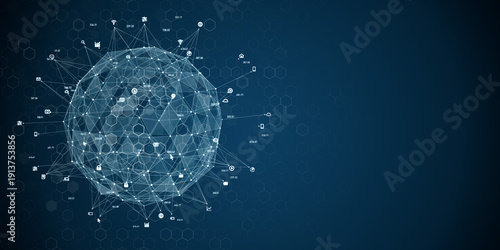 未来的サイバースペースとデジタルネットワークのコンセプト