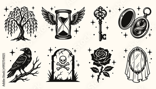 Gothic Occult Vector Pack Vintage Tattoo Style Illustrations