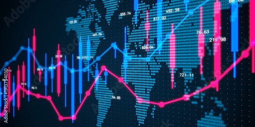 World map and financial technology concept