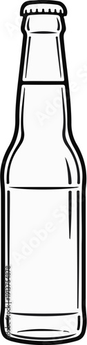 Black and white illustration of a bottle filled with liquid