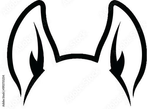 Black and white illustration of animal ears