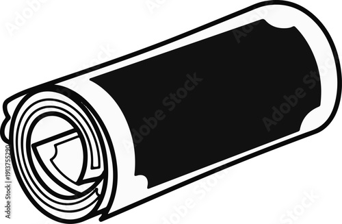 Black and white illustration of a rolled document, possibly a contract or map