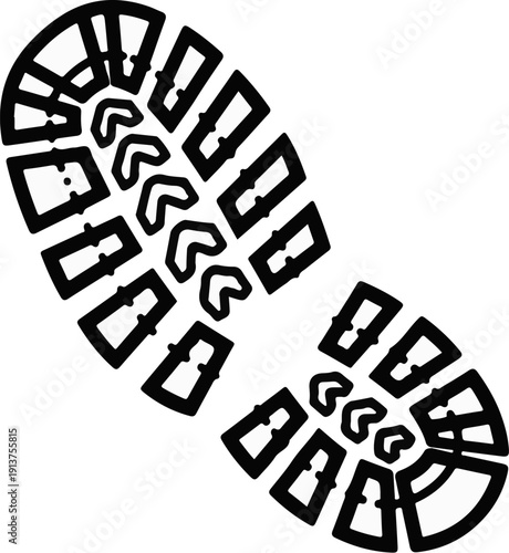 Black boot sole imprint with deep tread