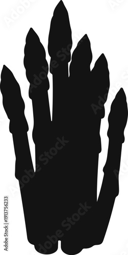 Black silhouette of a dinosaur footprint with three large middle toes and two smaller side toes