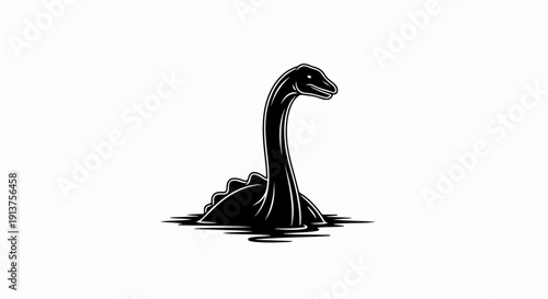 Black silhouette of a mythical creature emerging from dark water