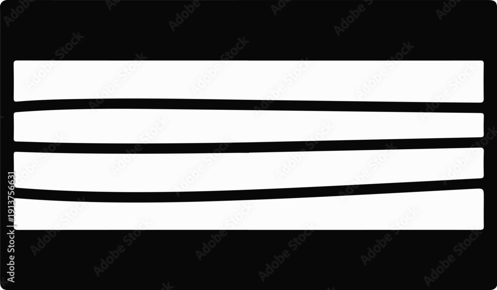 Obraz premium Black rectangle with four white horizontal bars inside