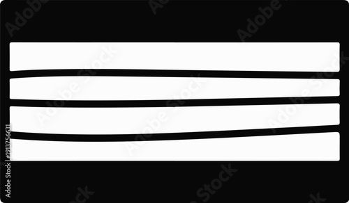 Black rectangle with four white horizontal bars inside