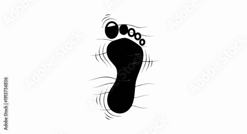 Black footprint with wavy lines emanating from it