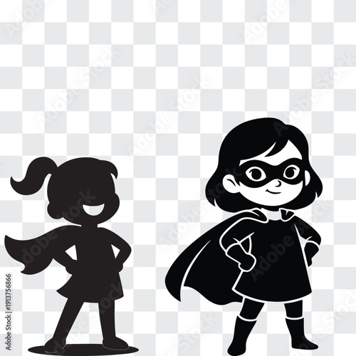 Superhero Girl Silhouette Confident Child