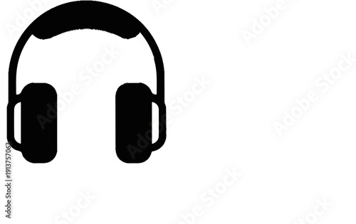 Black silhouette of over-ear headphones on a white background