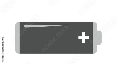 Simple black battery icon with a white plus symbol displayed on its face