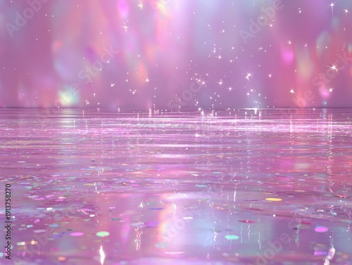 Magical pink background with shimmering lights and stars