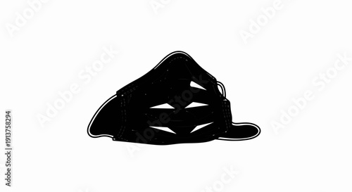 Black surgical masks isolated on a white background, conveying health and safety