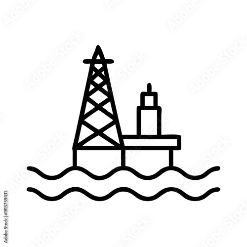 Offshore drilling rig, minimalistic design, black and white style, industrial concept
