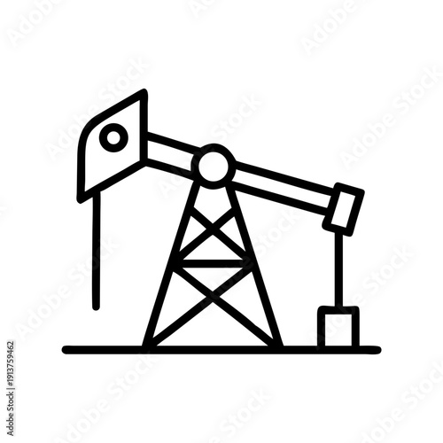 Oil rig minimalist black and white icon symbol