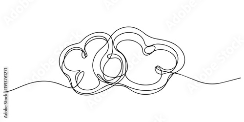 bell pepper slices continuous one line drawing, Continuous one line of sliced bell pepper isolated on white background. Simple silhouette of vegetable. Hand drawn bell pepper outline. Vector illustrat