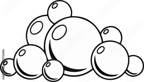 Cartoon illustration of a cluster of soap bubbles with light reflections