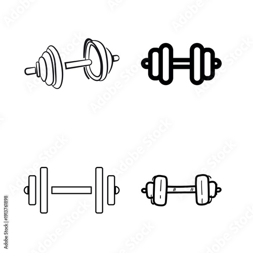 Dumbbell Collection: A comprehensive compilation of dumbbell illustrations, showcasing various designs and styles. This collection captures the essence of strength training and fitness.