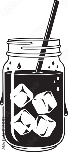 Refreshing cold brew coffee served in a tall glass with ice cubes and condensation, perfect for a summer beverage.