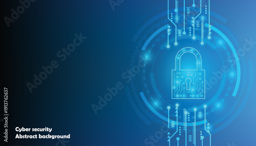 Cyber security and password protection concept featuring digital padlock, secure login system, data encryption, privacy protection and online account security technology background.