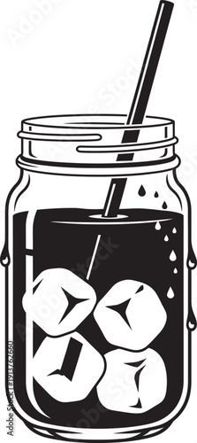 Refreshing cold brew coffee served in a tall glass with ice cubes and condensation, perfect for a summer beverage.