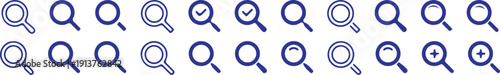 search bule magnifying glasses icons set vector illustration design collection 
