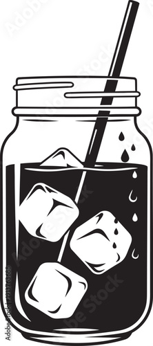 Refreshing cold brew coffee served in a tall glass with ice cubes and condensation, perfect for a summer refreshment or caffeine boost.