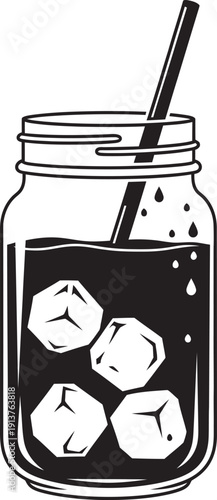 Refreshing cold brew coffee served in a tall glass with ice cubes and condensation, perfect for a summer beverage.