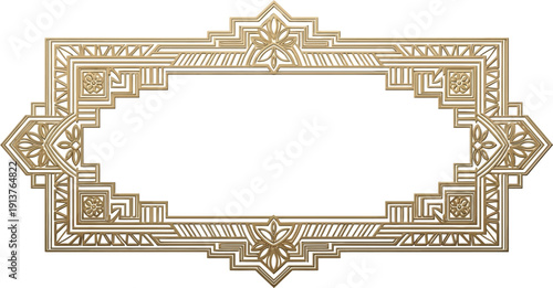 Ornate gold frame with intricate designs and patterns, vector illustration, decorative border, luxury style, elegance