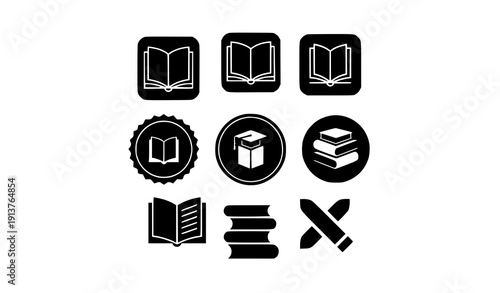 Geometric Book and Ebook Symbol Icon Set Modern Education Vector Collection on White