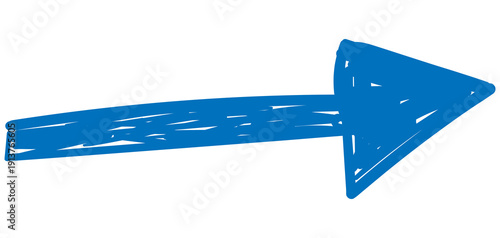 Hand drawn blue right pointing arrow